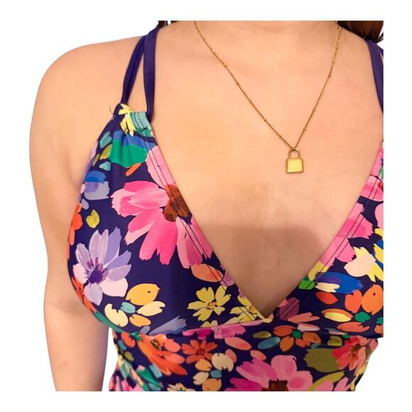 NEW Cupshe SWIMSUIT Women's LG 1PC  V-Neck Tummy Control ADJ Straps Back O-Ring - Picture 6 of 14